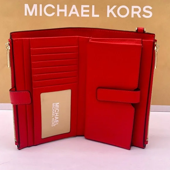 Michael Kors DoubleZip Wallet Wristlet Dark Sangria - Picture 4 of 8